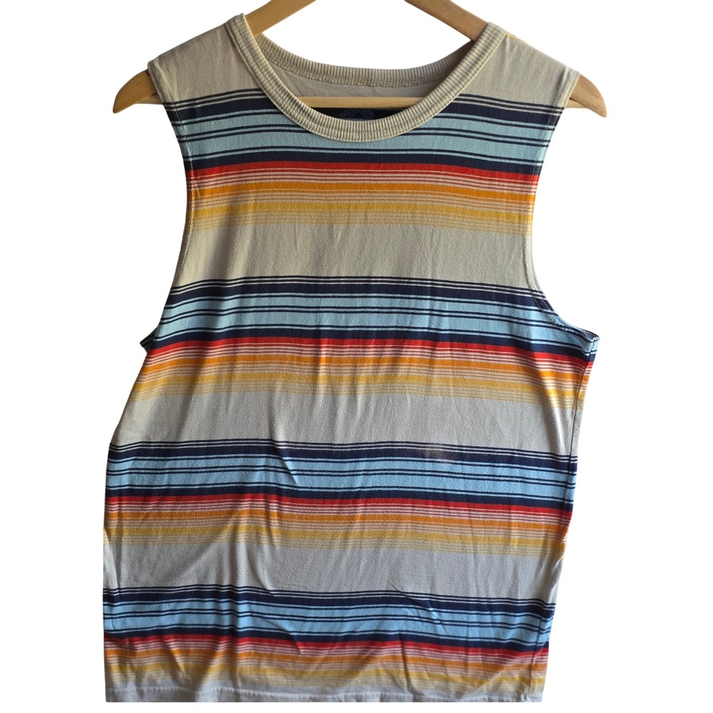 Y2K Women's Striped High-Neck Tank Top XL 18/20 Surfer Recycled Material Shirt
